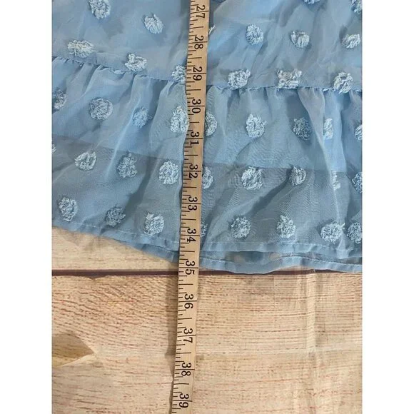 NWT Tecrew Women's Blue Chiffon Short Sleeve Dress - Medium - Picture 8 of 13